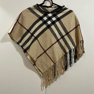 Plaid Fringe Poncho